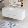 60" Floating Bathroom Vanity with Sink, Modern Wall-Mounted Bathroom Storage Vanity Cabinet with Resin Top Basin and Soft Close Drawers