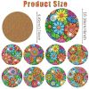 16pcs Floral Diamond Painting Coasters Set, 5D Mandala DIY Diamond Painting Coasters with Cork Pad and Stand, Handmade Rhinestone Painting with Tools
