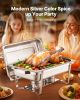 Chafing Dish Buffet Set, 8 Qt 6 Pack, Stainless Steel Chafer with 6 Full Size Pans, Rectangle Catering Warmer Server with Lid Water Pan