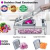 All-in-1 Vegetable Chopper with 8 Blades - Mandoline Slicer-Pro Food Chopper with Container - Veggie Salad Onion Chopper - Potato Dicer French Fry Cut
