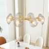 Modern Gold 8-Light Sputnik Chandelier with Clear Glass Shades, Mid-Century Hanging Pendant Light Fixture for Dining Room, Living Room