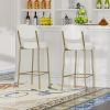 29'' Upholstered Bar Stools Velvet Counter Stool with Backrest & Footrest Set of 2 Round Dining Chairs for Kitchen(Creamy White)