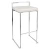 Fuji Contemporary Stackable Barstool with White Faux Leather by - Set of 2