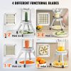 Commercial Vegetable Fruit Chopper, Stainless Steel French Fry Cutter with 4 Blades 1/4" 3/8" 1/2", 6-wedge Slicer, Chopper Dicer with Tray,