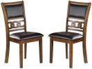 Dining Room Furniture Walnut Finish Set of 2 Side Chairs Cushion Seats Unique Back Kitchen Breakfast Chairs