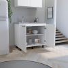 Napoles 2 Utility Sink with Cabinet, Stainless Steel Countertop, Interior Shelf-White