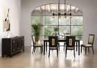 7pc Dining Set Contemporary Espresso Dining Table Glass Insert Top 6x Chairs Wooden Kitchen Dining Room Furniture
