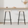 Counter Height Bar Stools Backless Handwoven Kitchen Dining Chairs with Round Footrest PVC Weaving Pub Stool for Indoor & Outdoor (Black & Creamy Whit