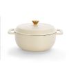 Cast iron 5QT cooking pot - ceramic white - comes with two silicone gloves - Enamel pot