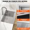 VEVOR Farmhouse Kitchen Sink, 304 Stainless Steel Drop-In Sinks, Single Bowl Basin with Ledge & Accessories, Household Dishwasher Sinks for Workstatio