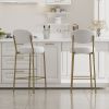 29'' Upholstered Bar Stools Velvet Counter Stool with Backrest & Footrest Set of 2 Round Dining Chairs for Kitchen(Creamy White)