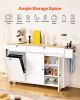 VEVOR Kitchen Island Cart with Storage, 60in Wide Mobile Kitchen Cart with Wheels, Drop Leaf, 2 Drawers, Trash Can Cabinet, Knife Holder, Spice Rack