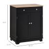 HOMCOM Sideboard with Solid Wood Countertop, Modern Kitchen Storage Cabinet, Coffee Bar Cabinet with 2 Drawers, Doors and Adjustable Shelf, Black