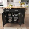 Kitchen Island with Drop Leaf, Kitchen Storage Cart with 3 Tier Pull Out Cabinet Organizer, Internal Storage Rack