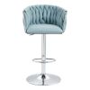 360° Fabric cover Swivel Bar Stools Set of 2, Adjustable Counter Height Bar Chairs with Woven Back & Footrest