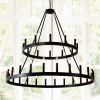 2 Tiers Wagon Wheel Chandelier Wooden Farmhouse 36-Light(24+12) or (12+24 )