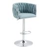 360° Fabric cover Swivel Bar Stools Set of 2, Adjustable Counter Height Bar Chairs with Woven Back & Footrest