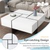 ON-TREND Unique Design Coffee Table with 4 Hidden Storage Compartments, Square Cocktail Table with Extendable Sliding Tabletop