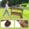 Outdoor Movable Mud Kitchen with 2 Rolling Wheels and 1 Push Handle