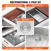 VEVOR Farmhouse Kitchen Sink, 304 Stainless Steel Drop-In Sinks, Single Bowl Basin with Ledge & Accessories, Household Dishwasher Sinks for Workstatio