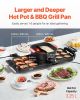 VEVOR Hot Pot with Grill, 2300W 2-in-1 Electric Smokeless Grill and Hot Pot, Removable Shabu-shabu Hotpot with Non-stick Pan