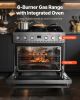 Gas Range Oven, 35.9 In. Width, Freestanding Stainless Steel Stove and Oven with 6 Sealed Cooktop Burners, Easy Reach Racks, Halogen Light