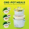 2-Cup Uncooked Rice Cooker & Food Steamer with Bonded Granite® Nonstick Ceramic & Pop-Up Steam Tray - Blue