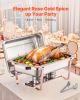 Chafing Dish Buffet Set, 8 Qt 2 Pack, Stainless Steel Chafer with 2 Full Size Pans, Rectangle Catering Warmer Server with Lid Water Pan Stand