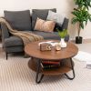 Modern Style Round Coffee Table with Heavy-duty Metal Frame