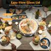 4 Pack Round Chafing Dish Buffet Set,Stainless Steel 4.76QT Round Buffet Servers and Warmers, Thick Stand Frame Catering Chafe with Mirror Covers