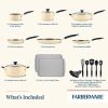 Easy Clean 22 Pcs Nonstick Cookware Set Includes Baking Pans and Cooking Tools, Dishwasher Safe, Almond Cream