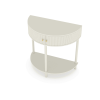 Artisan-Crafted Wave-Pattern Demi-Lune Console Table with Creamy White Finish