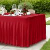 2 Pack Red Spandex Table Skirts for 6 Foot Tables, Fitted Stretch 72 Inch Table Cover for Christmas Dinner, Buffet Table