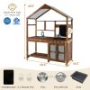 Kid's Mud Kitchen Outdoor Solid Wood Mud Kitchen with Canopy