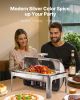 Roll Top Chafing Dish Buffet Complete Set, 9 Qt 1 Pack Stainless Steel Chafer with 2 Half Size Pans, Rectangle Catering Warmer Server