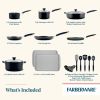 Easy Clean 22 Pcs Nonstick Cookware Set Includes Griddle Pan and Cooking Tools, Dishwasher Safe, Black