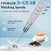 Milk Frother Handheld for Coffee, Electric Whisk 3 Speed Adjustable, Drink Mixer with Stainless 3 Whisks, Rechargeable Hand Frother Wand