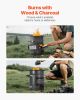 Camping Rocket Stove, Wood Burning Portable Rocket Stove with Carrying Bag for Backpacking, SPCC Steel, Double Door, Burn Twigs