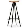 Bar Stool Set of 2 Multicoloured Solid reclaimed wood and steel