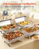 VEVOR Rectangle Chafing Dish, 9 Qt 4 Pack Stainless Steel Chafing Dish, Food Warmer Chafer Complete Set with Hollow Handle, 2 Food Tongs, Lid
