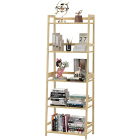 Bookshelf 5 Tiers, Bamboo Bookcase Book Shelf Storage Organizer Modern Display Shelving Unit Tall Book Shelf Corner Storage Rack For Home Office,Livin
