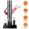 4 in 1 Electric Wine Opener Set Automatic Corkscrew Cordless Rechargeable Wine Opener w/ Pourer Foil Cutter Vacuum Stopper
