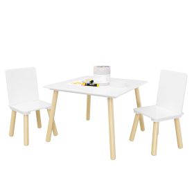 Kids Table And 2 Chairs Set, 3 Pieces Toddler Table And Chair Set, Wooden Activity Play Table Set W