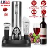 5-In-1 Electric Wine Opener Set USB Rechargeable Wine Corkscrew Bottle Opener Cordless Corkscrew Remover with Charging Base with Wine Pourer Vacuum St