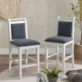 TOPMAX 3-Piece Wood Counter Height Dining Set With 2 Upholstered Chairs (Color: White)