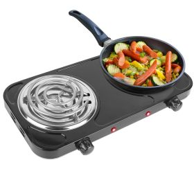 2000W Electric Double Burner Portable Coil Heating Hot Plate Stove Countertop RV Hotplate (Style: with Non Slip Rubber Feet 5 Temperature Adjustments)