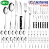 48-Piece Silverware Set Stainless Steel Flatware Cutlery Set Tableware Eating Utensils for 8 with Knife Fork Spoon Dishwasher Safe for Home Kitchen Re