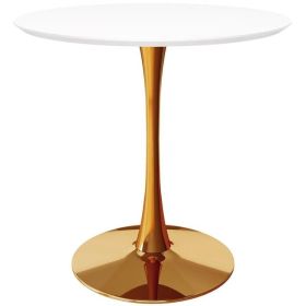 Modern Classic 36-inch Round Pedestal Dining Table (Option: with White Top and Gold Base)