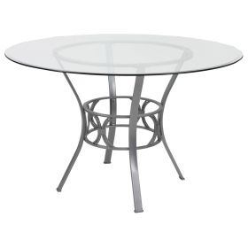 Round 48-inch Glass Top Dining Table (Style: with Matte Gold Metal Frame)