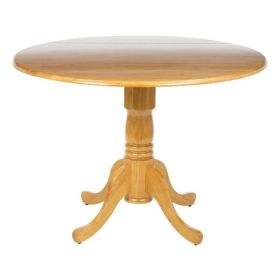 Round Solid Wood Farmhouse Kitchen Dining Table (Option: 42-inch in Oak Wood Finish Drop-Leaf Dining Table)